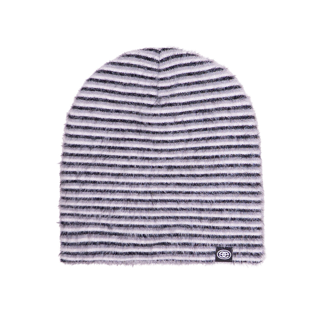 Mohair Stripe Beanie - Black/White
