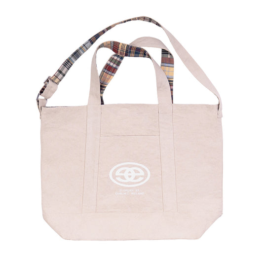 Reversible Madras Tote - Cream