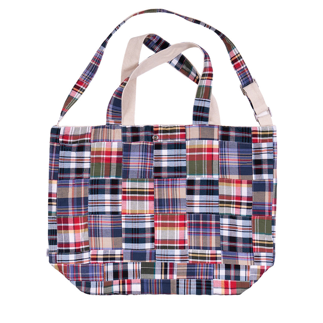 Reversible Madras Tote - Navy