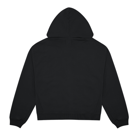 Label Pocket Zip Hood - Faded Black