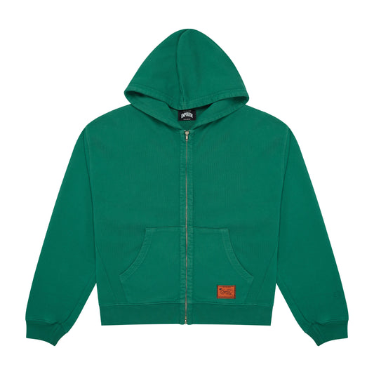 Label Pocket Zip Hood - Faded Evergreen