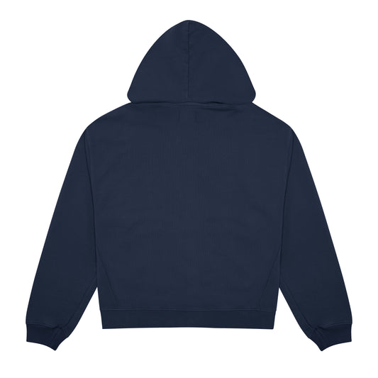 Label Pocket Zip Hood - Faded Navy