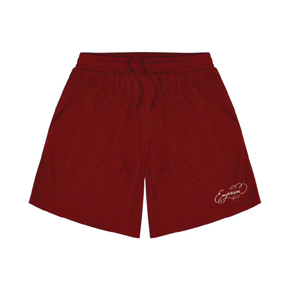 Script Logo Mesh Shorts - Red