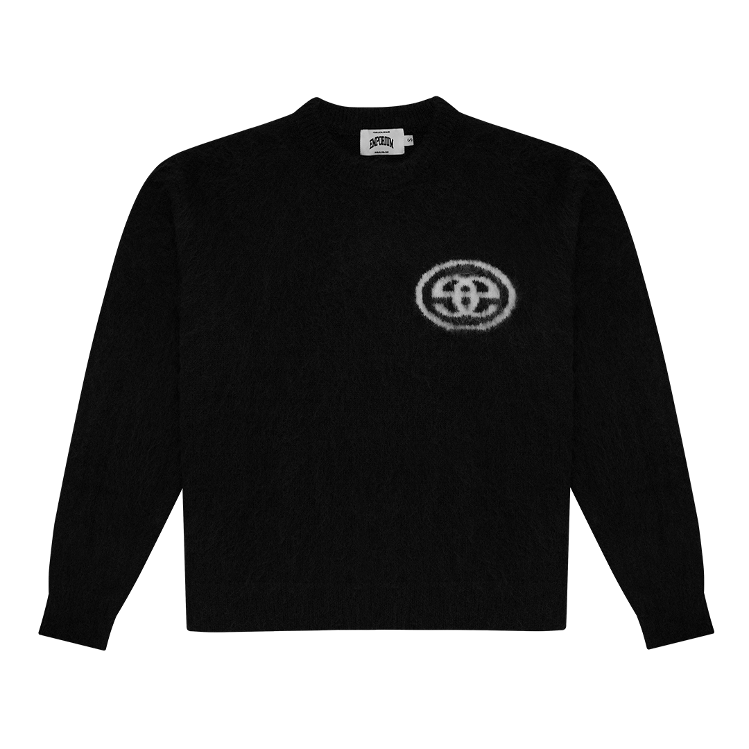 EE Logo Mohair Knit - Black/White