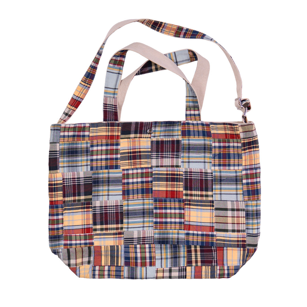 Reversible Madras Tote - Cream