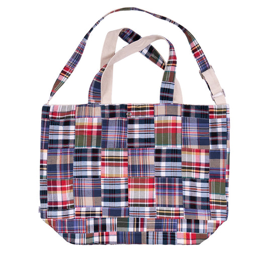 Reversible Madras Tote - Navy