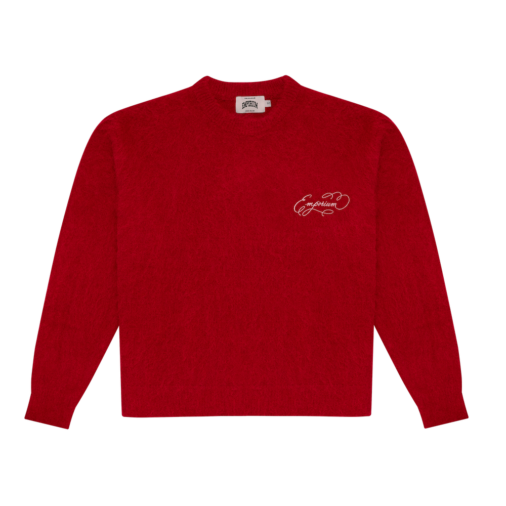 Script Mohair Knit - Red