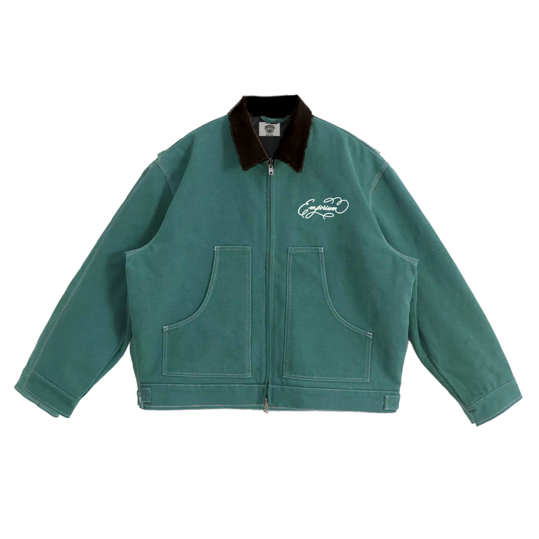 Script Logo Work Jacket - Evergreen
