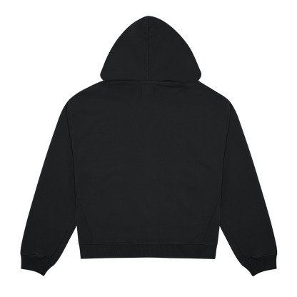Label Pocket Zip Hood - Faded Black