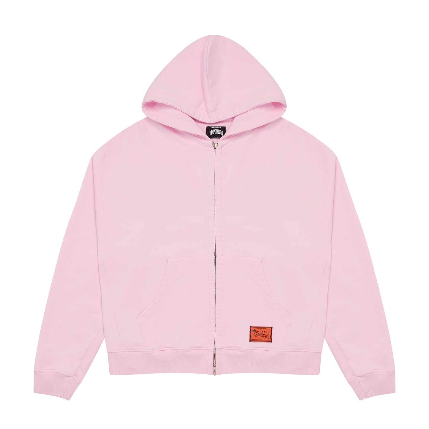 Label Pocket Zip Hood - Pink