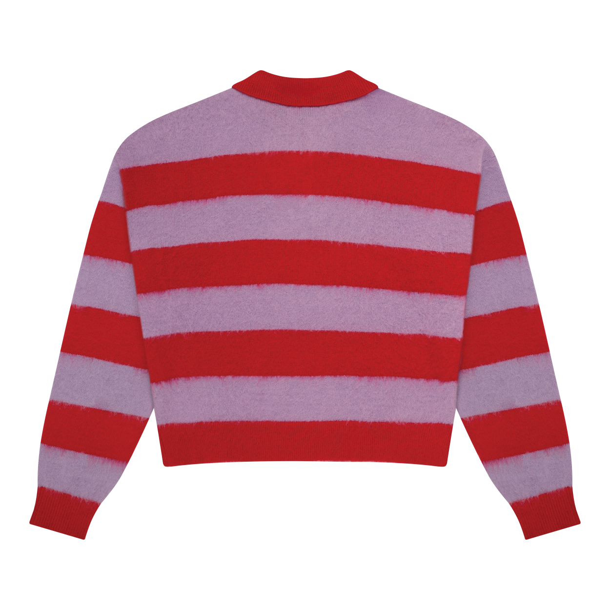 Mohair Knit Polo - Red/Lavender