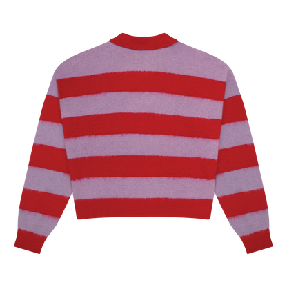 Mohair Knit Polo - Red/Lavender