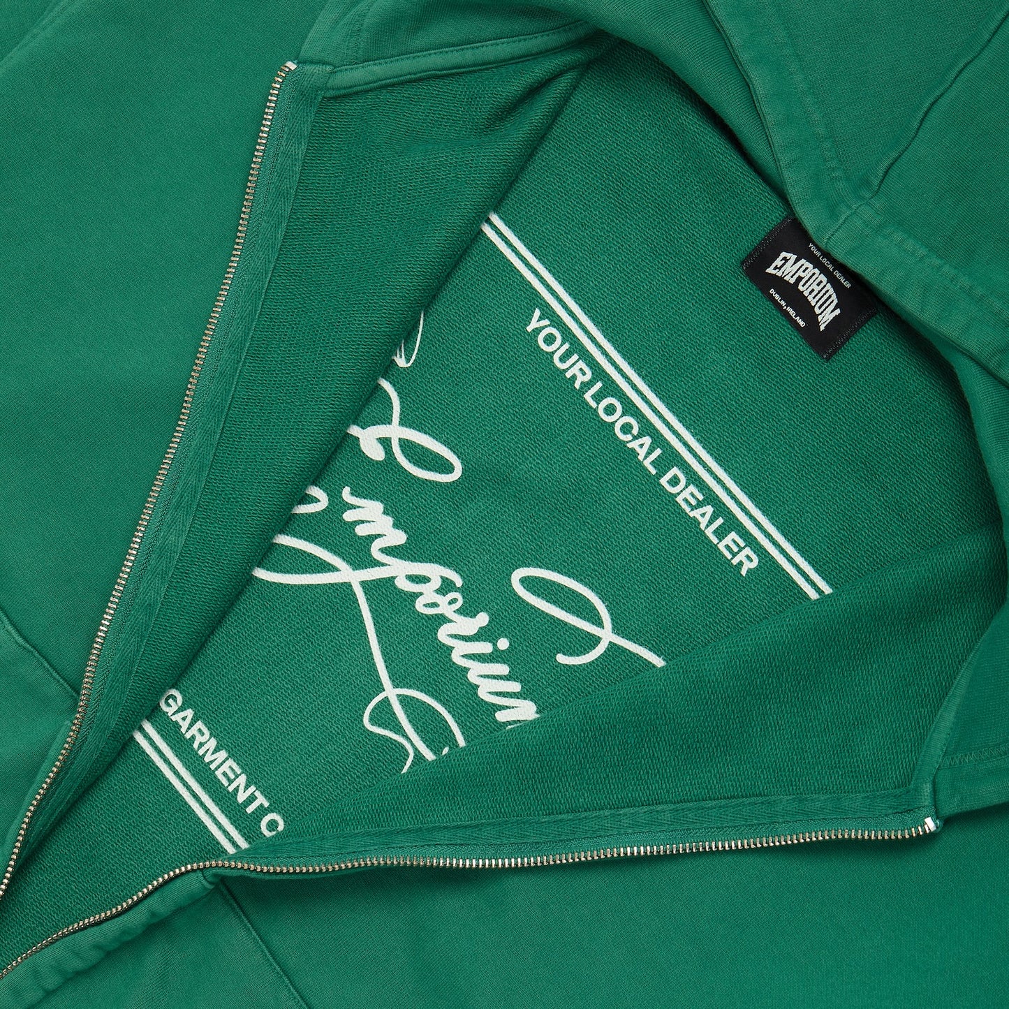 Label Pocket Zip Hood - Faded Evergreen
