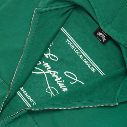 Label Pocket Zip Hood - Faded Evergreen
