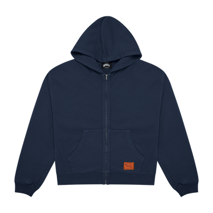 Label Pocket Zip Hood - Faded Navy
