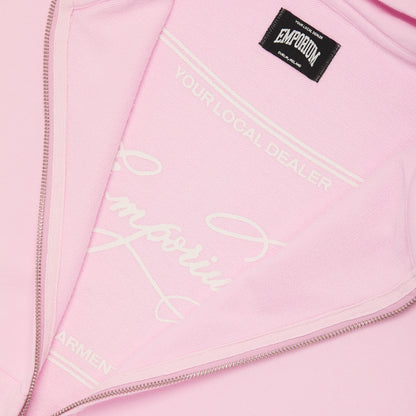 Label Pocket Zip Hood - Pink
