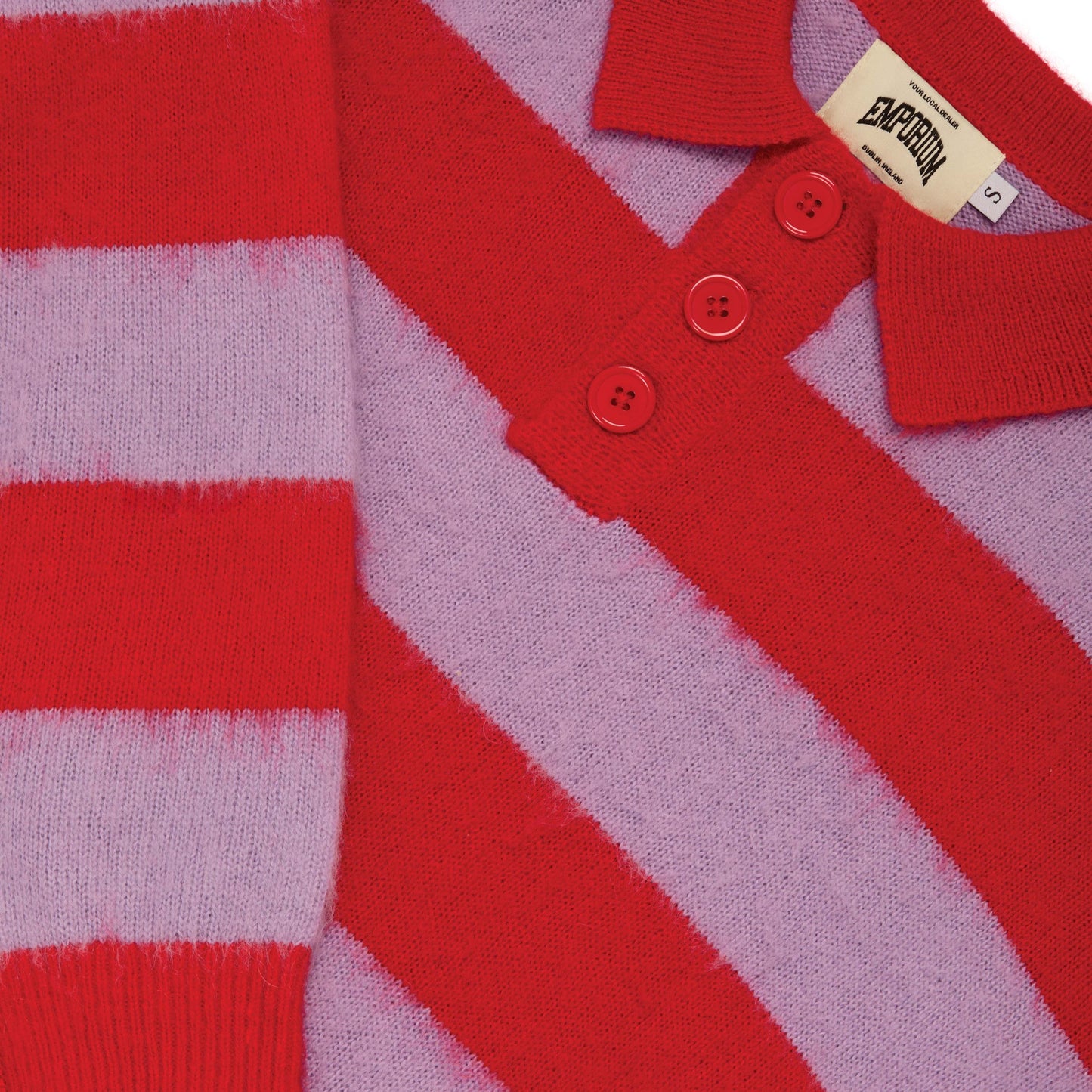 Mohair Knit Polo - Red/Lavender