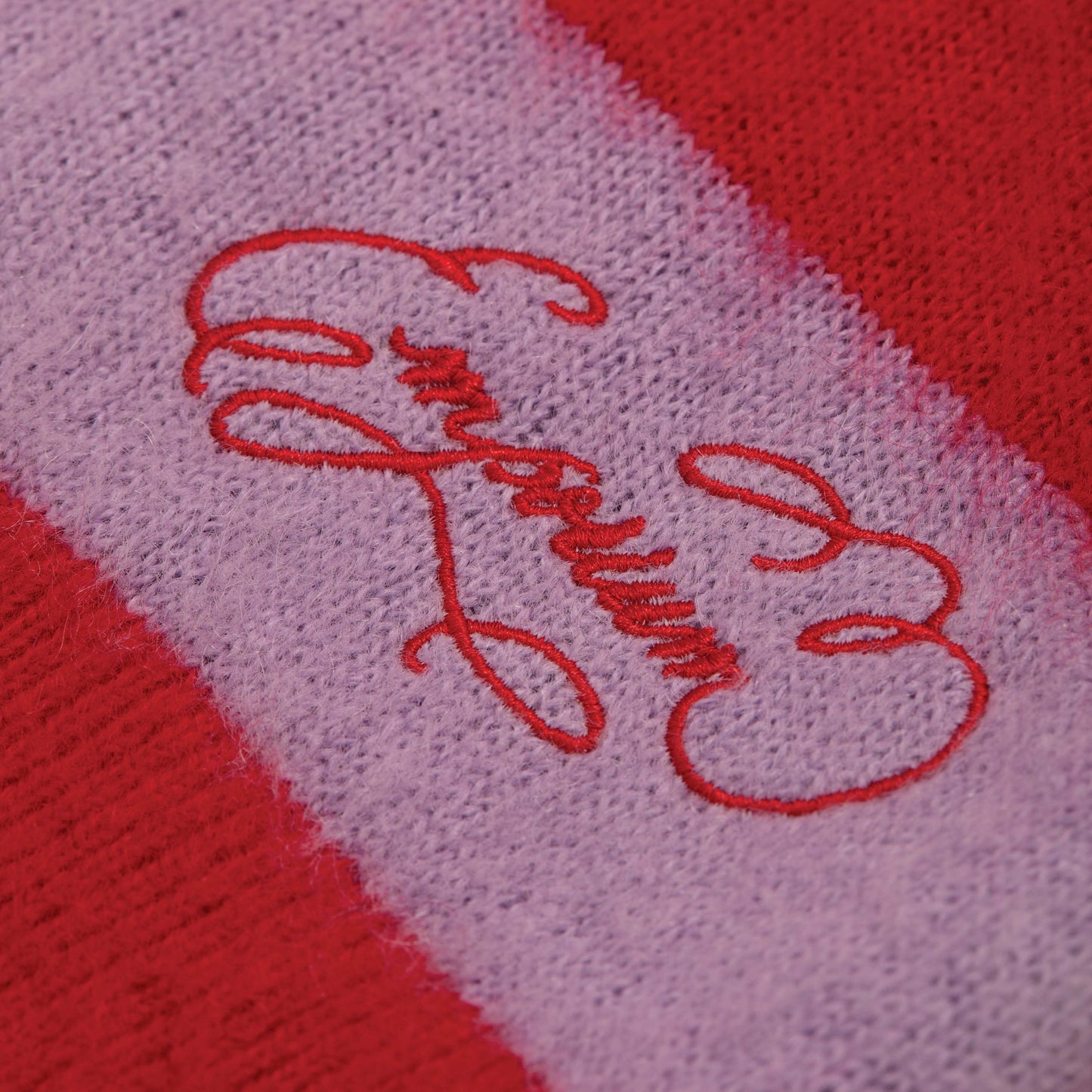 Mohair Knit Polo - Red/Lavender