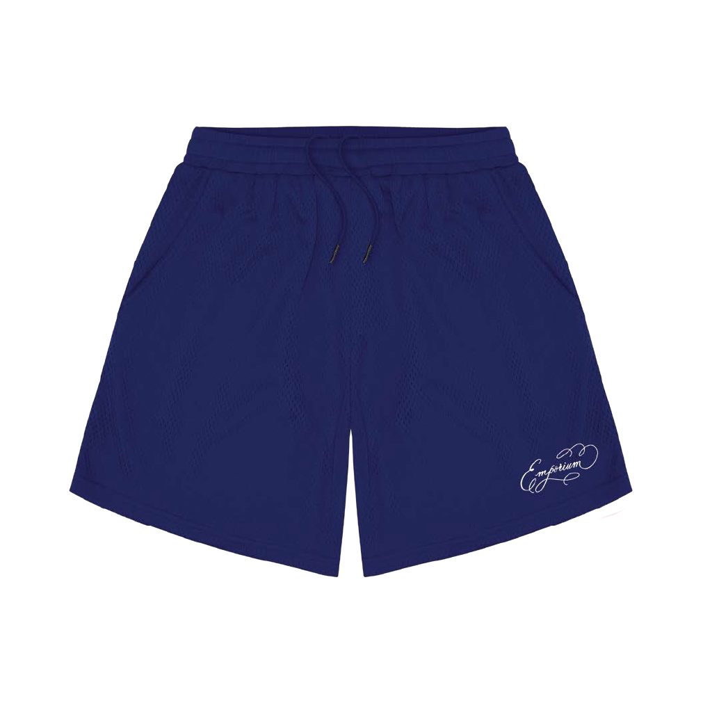 Script Logo Mesh Shorts - Navy