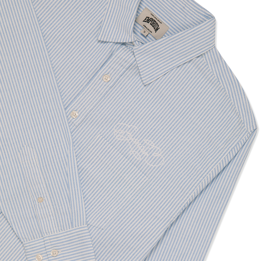 Script Logo Oxford Shirt - Blue Stripe