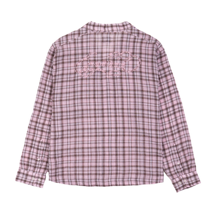 Script Logo Gauze Shirt - Pink/Brown