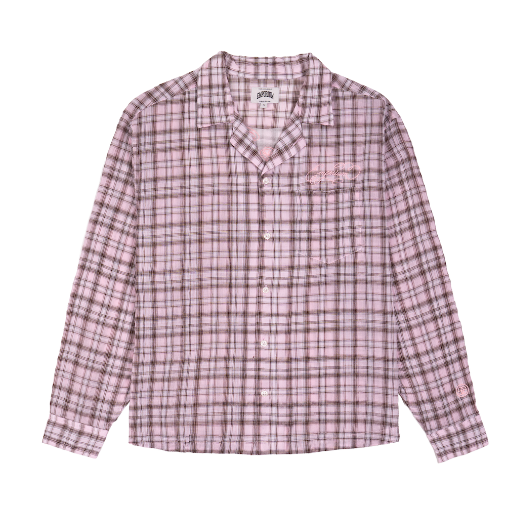Script Logo Gauze Shirt - Pink/Brown