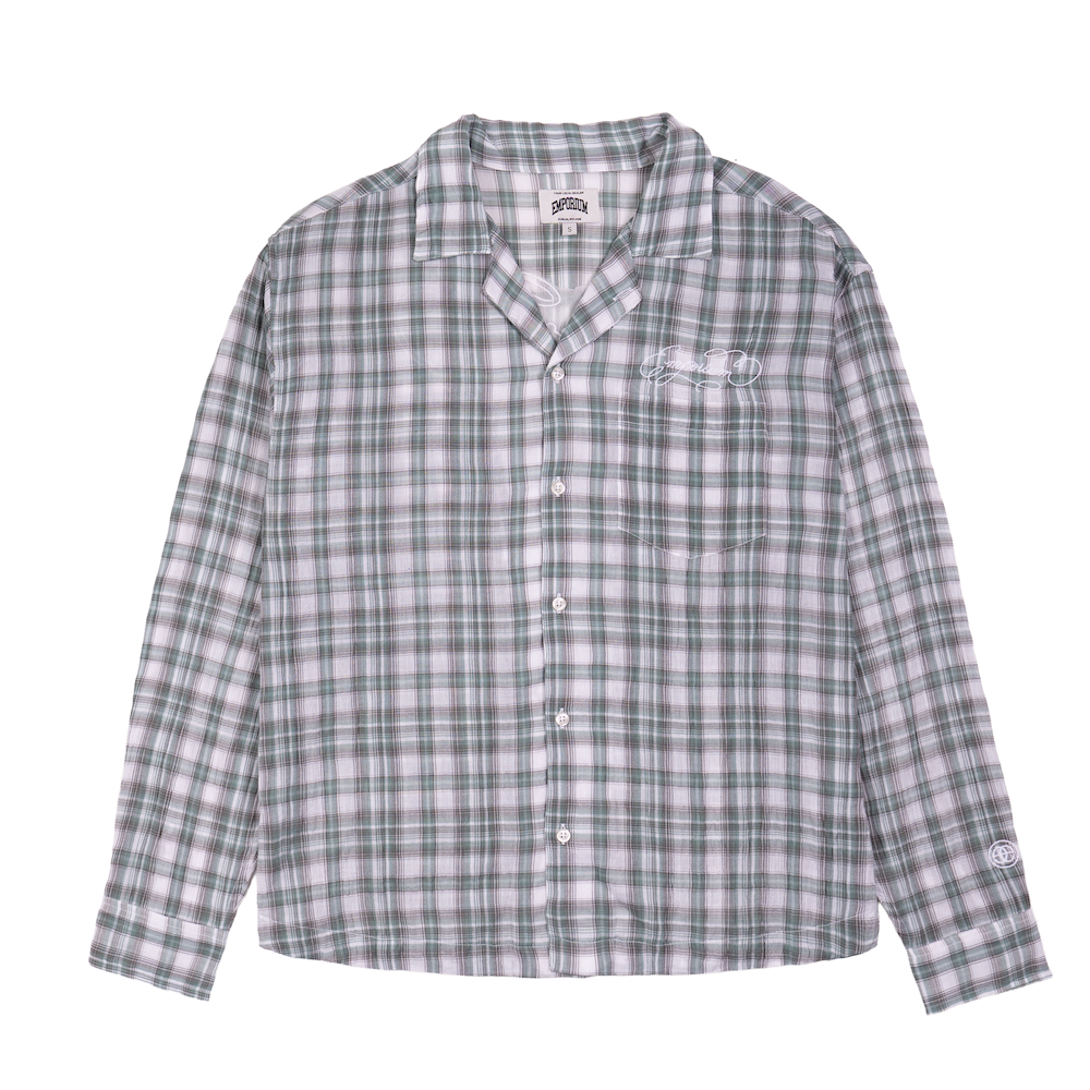 Script Logo Gauze Shirt - White/Green